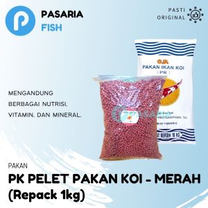 PK PAKAN KOI 2mm Pelet Merah/Makanan Ikan Hias Repack 1kg