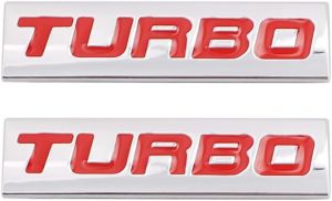 2 Pcs Turbo Emblem 3D Metal Badge Car Hood Truck Door Side Fender Rear Trunk Emblem Sticker Decals for Universal Decoration Accessories (Black Red) CRTB2