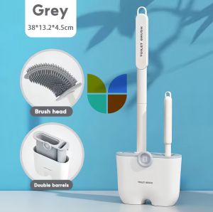 2in1Set Efficient Toilet Brush Cleaning Toilet Bowl Cleaner Silicone Bathroom Brush With Holder