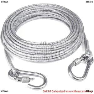 [COD] dfhws 3-10M Double-Headed Dog Tie Out Cable Leash Raction Rope Metal Buckle Steel Wire Anti-Rust Training Collar Outdoor Dogs Strap