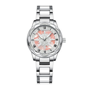 Fashion Ladies Watch 2025 ใหม่ Sunflower Quartz Ladies Watch กันน้ำประดับเพชรกลวงโปร่งใสขนาดใหญ่นาฬิกาเรืองแสงอัตโนมัติเต็มรูปแบบ