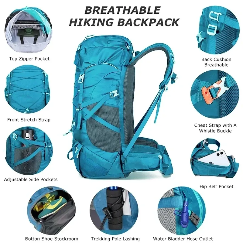 50L Mountaineering Backpack Climbing Hiking Outdoor Backpack