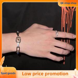 ✨QK shop✨ Punk Hip Hop Silver Color Zircon Lightning Open Rings For Men Fashion Jewelry Gift Creative Adjustable Ring
