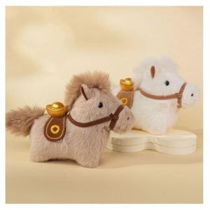 Móc Khóa Ngựa Bông 12cm Trung Thu – Charm Treo Túi Xách Balo | Móc Khóa Thú Bông Túi Vàng Tinh Gọn