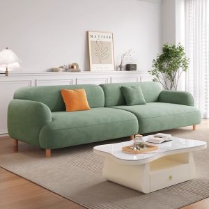 ⚡Cream Snow Fleece Fabric Sofa Comfortable Breathable Durable Straight Row Small Sofa