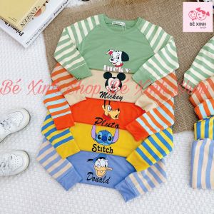 [Siêu Sale] Đồ Bộ Ngủ Dài Tay Cho Bé Trai Bé Gái 8-19kg MINKY MOM Bộ Quần Áo Tay Dài Cho Bé Trai Gái DÀI SỌC RAPLAN Bé_Xinh_Shop