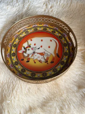 Pichwai brass plate size:12cm