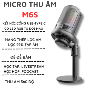 Micro Thu Âm Livestream Chuyên Nghiệp ShouFei ME6S Lọc Tạp Âm LED RGB Thu Âm 360° Cho Pc Laptop