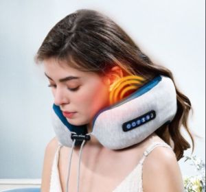 smart electric neck massager Travel Pillow & Neck Massager with Heat Memory Foam Neck Pillow 3 Modes& 6 Levels Vibration Cordless Neck Massage Pillow for Tense ReliefHead Support Cervical Pillow for AirplaneCar Office