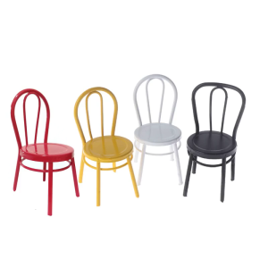 เก้าอี้1/12โมเดลของเล่นสำหรับของเล่นมินิเก้าอี้เหล็กทานอาหารสำหรับเล่นเฟอร์นิเจอร์บ้านตุ๊กตาเด็กผู้หญิงตลกของขวัญสวย