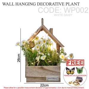 Artificial Flower Wall Hanging Plant Artificial Plant Hanging Wall Decor with Fairy Light Rustic Cottage Cascade Round Frame Greenery Floral Wall Mounted Decoration for Home Bedroom Living Room Cafe Office Event Wedding Indoor Outdoor Party Decor