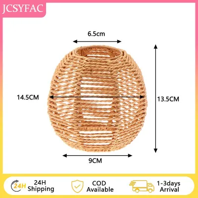 【JCSYFAC】 1 Piece Vintage Hanging Lampshade Handmade Woven Lamp Shade For Living Room Bedroom Hotel Simulated Rattan Light Fixture