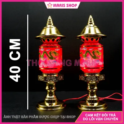 [Giá một cặp] Đèn Thờ Phú Quý Song Long Dùng Bóng Quả Nhót Dễ Dàng Thay Thế Để bàn Thờ Tài Địa Bàn Thờ Phật