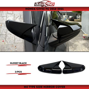 [BAIRONG]Honda Civic Fc G10 2016-2021 Carbon Trim&Glossy Black M4 Type/Horn Type Side Mirror Garnish Cover For Civic Fc