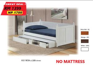 Single/Super Solid Wood Bedframe With Drawer