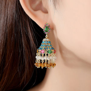 Seกีคิวบิกเซอร์โคเนียหลากสีต่างหูพวงกุญเเจยาวประดับพู่ห้อยเครื่องประดับSE310