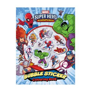 Marvel Bubble Sticker Colouring Book With Superheroes Adventures For Kids to Color