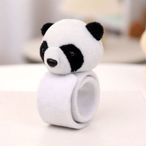 SKJK Thú nhồi bông Dây đeo cổ tay gấu trúc Trang trí cổ tay Siêu mềm Vòng tay bằng vải nhung lông Trẻ em Hoạt hình Đồ chơi vòng tròn vỗ tay Quà sinh nhật