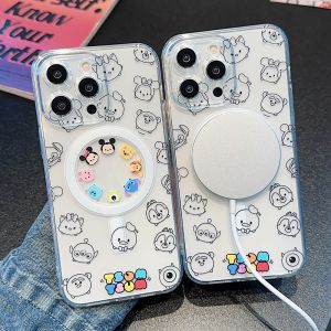 Magsafe Magnetic Cute Cartoon TSUM TSUM Mickey Shockproof Phone Case for iPhone 16ProMax 15ProMax 14ProMax 13ProMax 12ProMax Mickey.Case Phone Cover for iPhone 16 15 Plus 14 12 11 13 Minnie Phone Shell for iPhone 16Pro 15Pro 14Pro 13Pro 12Pro