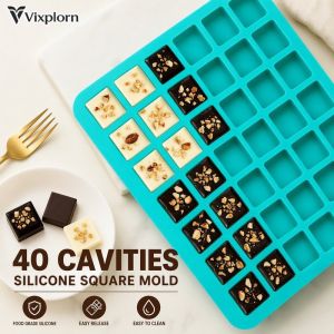 Silicone Square Chocolate Mold 40 Cavities Food Grade Easy Release Tray For Candy Gummy Ice DIY