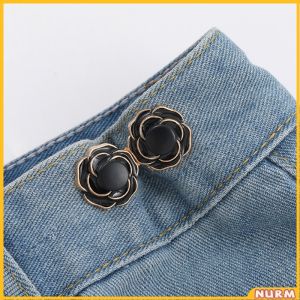 Metal Rose/Flower Waist Buttons Elegant Brooches Detachable Skirts Tightener Pants Snap Nurm