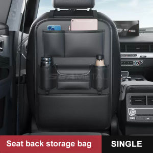SEAMETAL Car Seat Organizer Tas Organizer Mobil Tas Belakang Jok Mobil Kulit Multifungsi di pasang di belakang jok - Hitam