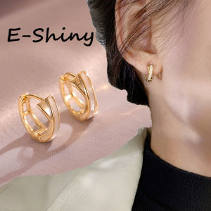 Sweet Cross Letter X Ear Circle Buckle Women Girls Temperament White Shell Piercing Hoop Earrings