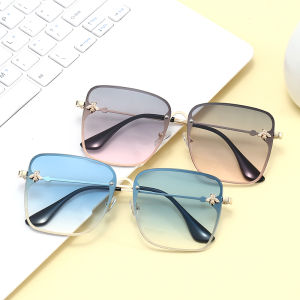 ORIGINAL SUNGLASSES- Kacamata Fashion Luxury Bee Square Model Trendi Fashion Masa Kini Pelindung Matahari Retro Untuk Wanita Korea UV400 kotak tanpa frame