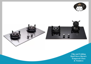 TitoCY POWERGUY Flip and Folding Dual and Triple Stove Burner Tempered Glass & Stainless Gas Stove Desktop Embedded Dual-Purpose Clamshell Gas Stoves for Home