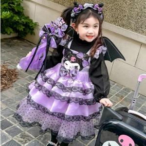 Anime Sanrio Kuromi Sweet Girl Lolita Princess Dress Girls Dress Spring and Autumn 2026 Childrens Cosplay Birthday Dress