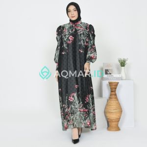 COD - Zahira Dress Free Pashmina Gamis Wanita Dewasa Terbaru Bahan Ceruty Motif Busui Friendly By AQMAR ID