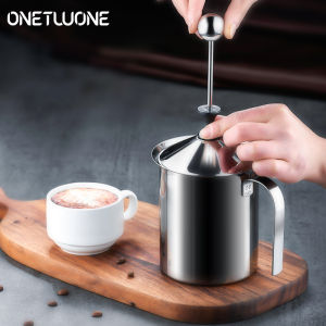Onetwone Frothers นมสแตนเลส304ขนาด400มล./800มล. เครื่องตีฟองนมแบบพกพาและมีประสิทธิภาพเครื่องตีทำฟองสำหรับทำคาปูชิโน่ Lattes Keto กาแฟ Handhel