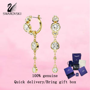 💎 Swarovski 💎 Womens fashion earrings Gold plated round cut white diamond 5680097 amber earrings Valentines Day gift Birthday gift