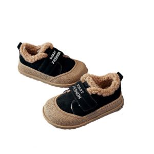 Childrens sports shoes girls moral training shoes 2025 winter new Baby shoes boys soft sole thin velvet warm casual shoes