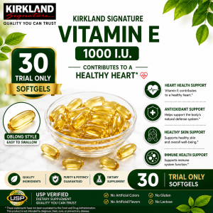 Kirkland Signature Vitamin E 1000 I.U. Dietary Supplement 200 Softgels per Bottle 2 Bottle Value Pack. Supports heart health antioxidant support healthy skin immune health. USP Quality Guaranteed.