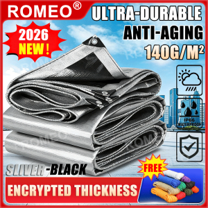 Tolda Trapal Rain Cover Makapal Multiple Size 6ft x 10ft 10ft x 16ft Sliver-black Tarpaulin Trapal Tolda Waterproof Windproof Sunshade Heat Insulation Lona Cover Truck