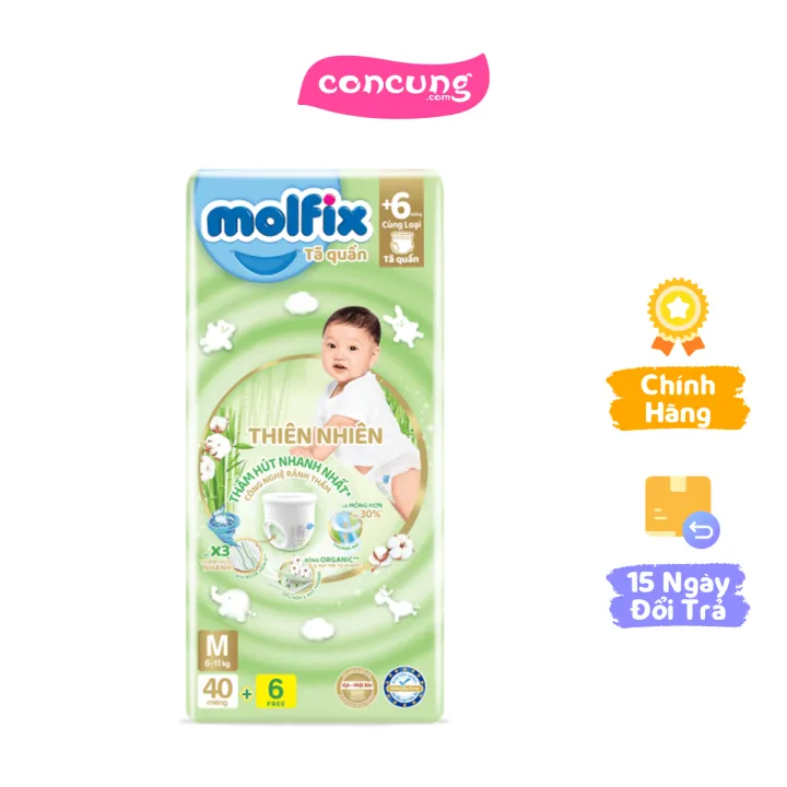 Bỉm tã quần thiên nhiên Molfix Jumbo (M, 40 miếng)