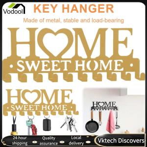 【Vodool】Wall Key Holder Key Hooks Multi-Function Wall Mounted Key Holder Heavy Duty Self Adhesive Key Rack for Kitchen Garage