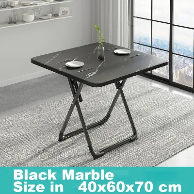 【Daily Suki Store】Portable Foldable Marble Dining Table - 60/80/100cm Multi-Size Square Table for Home Outdoor & Camping Space-Saving Design (Easy to Clean & Stain-Resistant)