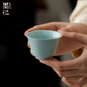 墨己岚青凝脂清叹茶杯功夫茶具家用陶瓷品茗杯简约天青单杯杯子