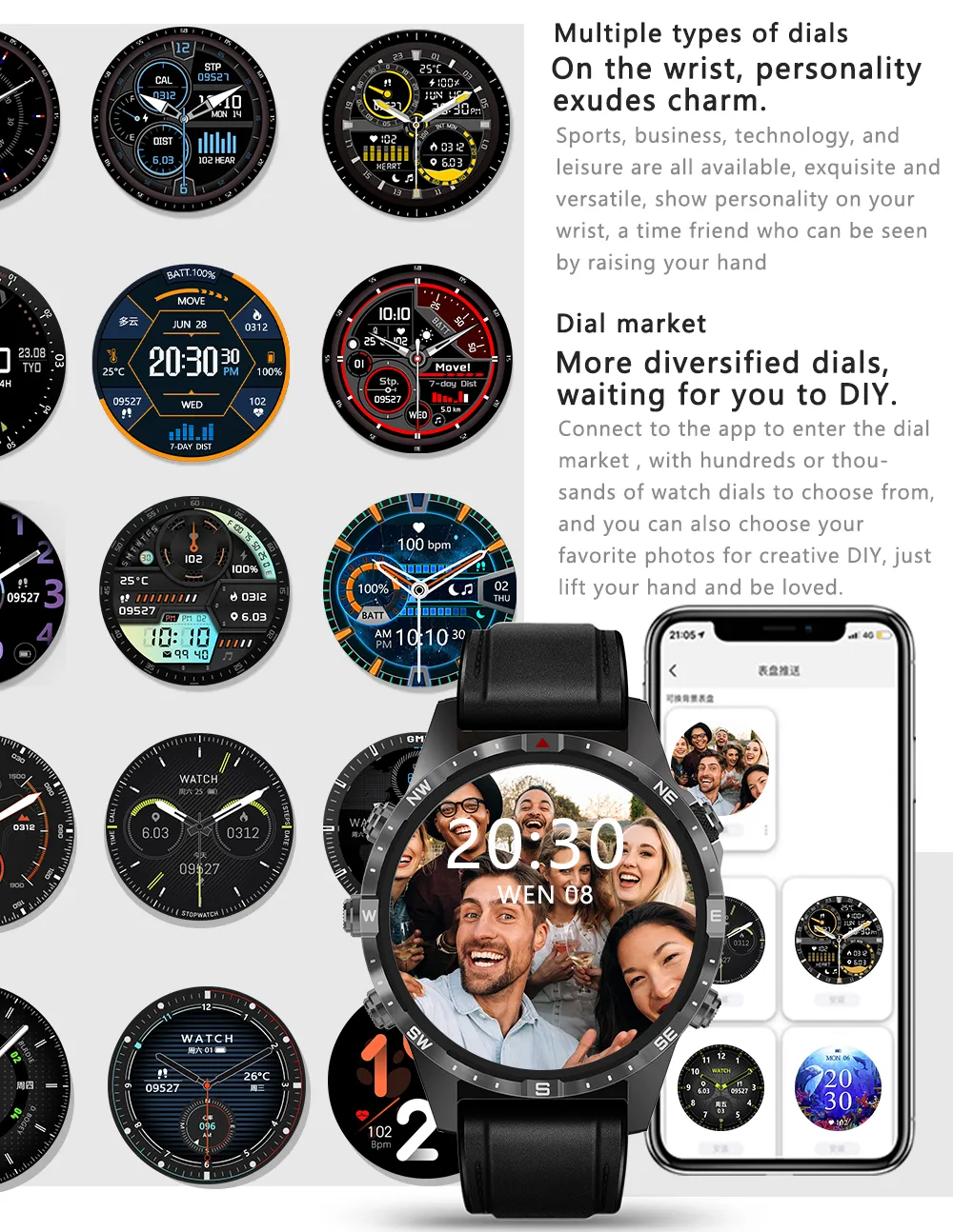Aolon GT5 Pro 1.6 นิ้ว นาฬิกา สมาร์ทวอทช์ เข็มทิศ smartwatch จอใหญ่ 100+ โหมดกีฬา โทรผ่านบลูทูธ IP67 กันน้ํา นาฬิกาวิ่ง