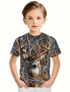 [Local Stock] VCC Camouflage Hunting T-Shirt Forest Print Boy T Shirt Outdoor Sport Short Sleeve Trip Tactical Training Oversize Top Kids Clothing