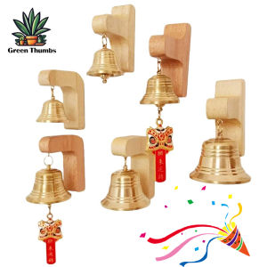 Solid Wooden Copper Bell PendantFree Punch Magnetic Good Luck DoorbellEntrance Alert Doorbell