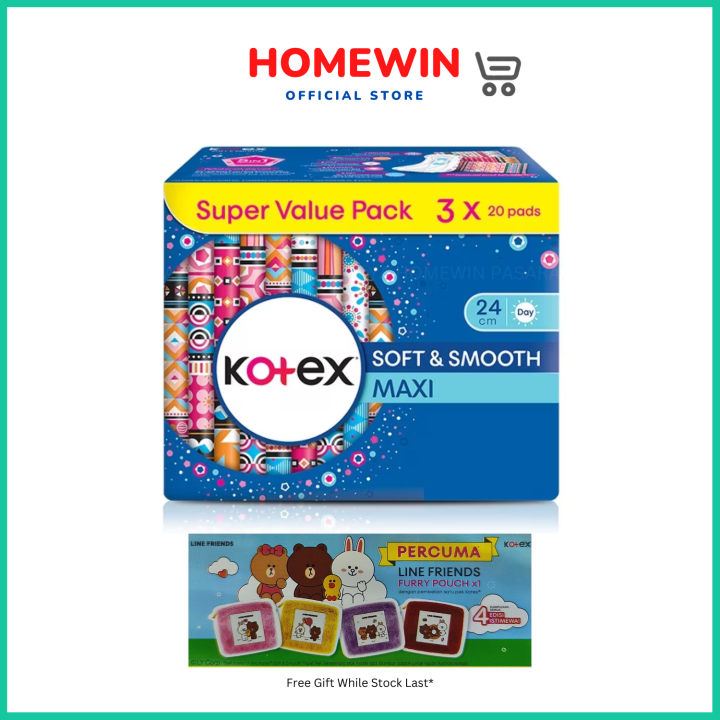 Kotex Soft & Smooth Maxi Non Wing 24cm (3 x 20 Pads) | Lazada
