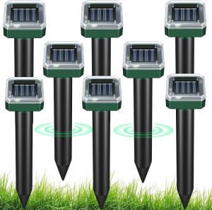 Mole Repellent for Lawns 8 Pack Solar Powered Mole Repeller Ultrasonic Gopher Repellent Outdoor Waterproof Vole Vibration StakesSonic Gopher Deterrent Yard for Rodent Groundhog Snake Chipmunk