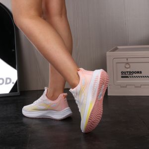 Women Everyday Casual Sneakers Breathable Lace Up Walking Shoes Comfortable Rubber Non-Slip Sole Pink Green Blue