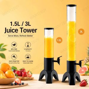 1.5/3L Juice Beer Tower LED Ice Tube Cold Drink Beverage Dispenser Bekas Air Menara Balang Air Cylinder Tabung Air Jug