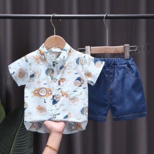 Setelan Kemeja Anak Laki Laki Lengan Pendek Bahan Katun / COD Baju Anak / Set Pakaian Bayi Laki Laki Model Kemeja / Baju Kemeja Anak Laki Laki