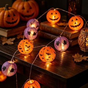 SIRENXI Sáng Dây đèn lồng bí ngô Halloween Treo Đèn LED Đèn trang trí Halloween Bền bỉ Dơi Đèn nhện Halloween Tiệc Halloween