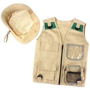 Kids Explorer Costume Vest Hat Dress up Nature Adventures Suit for Toddlers Park Ranger Zoo Keeper Cargo vest kids